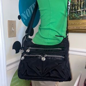 Authentic Brighton Nylon & Leather Crossbody Bag Purse